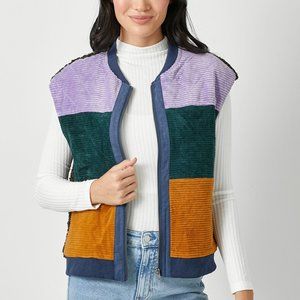 Mixed Block Vest w Sherpa Back